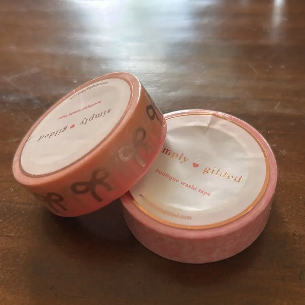 Simply Gilded Pink Bow Washi tape holder plus 4 new washi tapes
